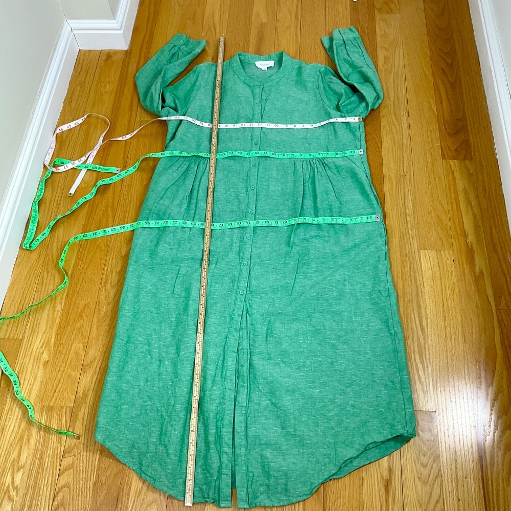 Pomander Place Linen Dress Maxi Long Sleeve Green Tuckernuck (XXL) - Picture 8 of 9